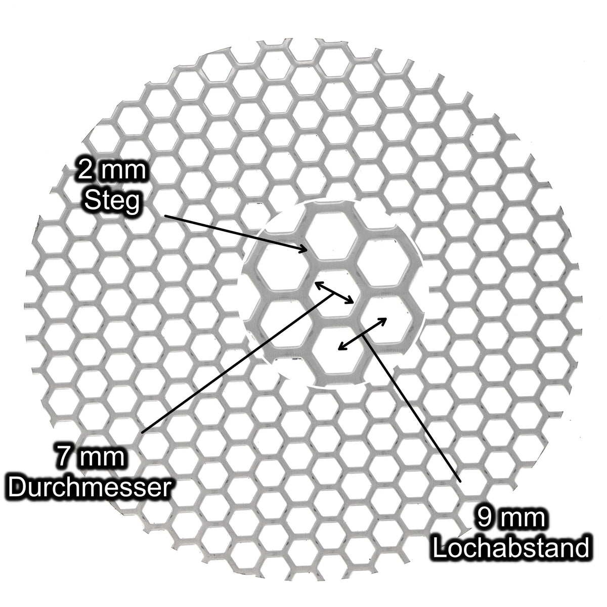 Lochblech Edelstahl Schwarz Hexagonal HV7-9 t=1,0mm – Bestell