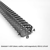 Edelstahl- U-Profil - 1,0mm dick -  RV5-8 - 1000mm lang