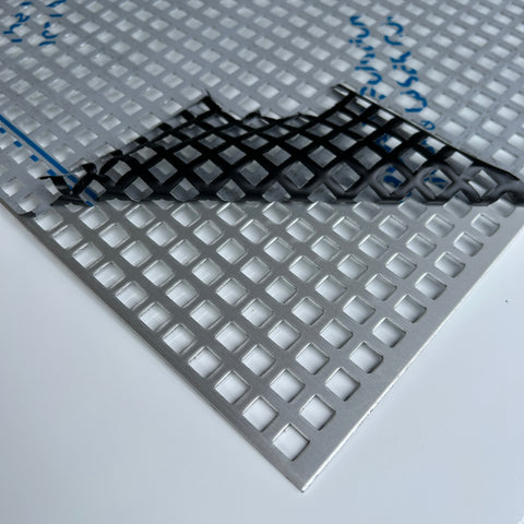 Aluminium Eloxiert - Lochbleche QG8-12 - 1,5mm dick einseitig foliert